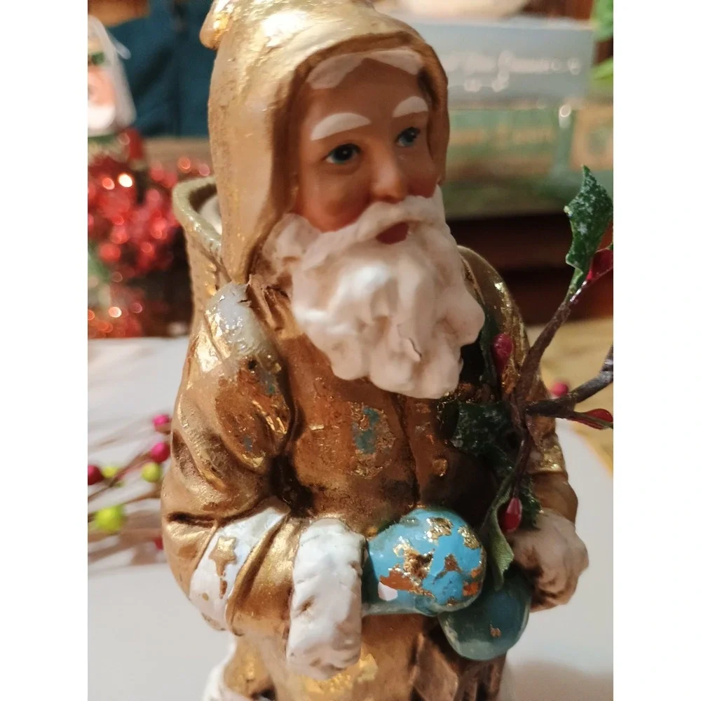 Department 56 Vintage Santa Claus Christmas Candle Holder Holly Leaf Candlestick